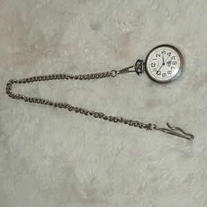 Novella Silver Tone Train Pocket Watch